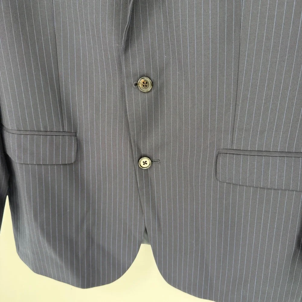LAUREN RALPH LAUREN NAVY BLUE PINSTRIPE SPORT COAT 44L BLAZER SUIT JACKET‎